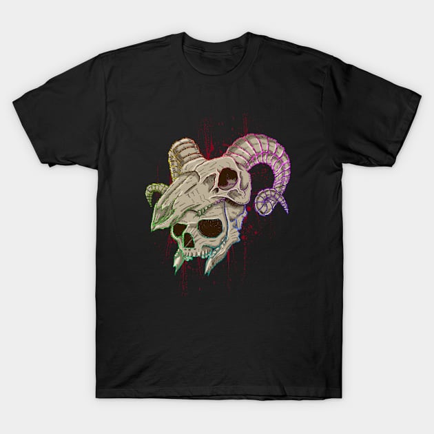 Skull Horn T-Shirt by borneoliveco